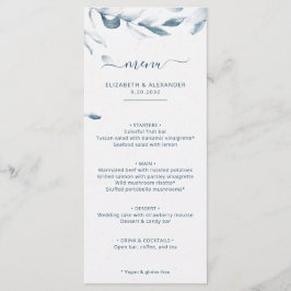 Romantische elegante blaue Wasserfarbe einfache Ho Menükarte