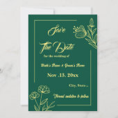 Romantische, elegante Blume smaragdgrüne Hochzeit Save The Date (Vorderseite)