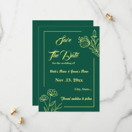 Romantische, elegante Blume smaragdgrüne Hochzeit Save The Date