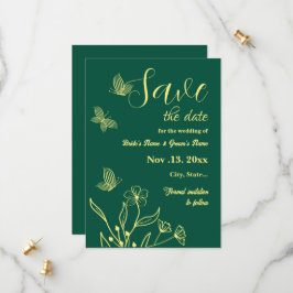 Romantische, elegante Blume smaragdgrüne Hochzeit Save The Date