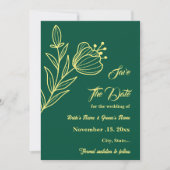 Romantische, elegante Blume smaragdgrüne Hochzeit Save The Date (Vorderseite)