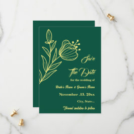 Romantische, elegante Blume smaragdgrüne Hochzeit Save The Date
