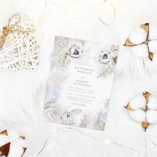 Romantische elegante Blumen-Hochzeitseinladung Einladung