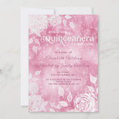 Romantische elegante Bucht Weiße Rosen Quinceañera Einladung (Vorderseite)