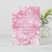 Romantische elegante Bucht Weiße Rosen Quinceañera Einladung (Stehend Vorderseite)