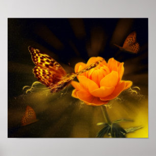 Romantische Elegante Butterfly-Blüten Poster