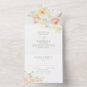 Romantische Elegante Florale Hochzeit All In One Einladung