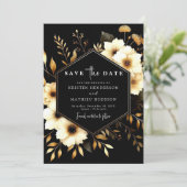 Romantische Elegante Gold und Black Wedding Save The Date (Stehend Vorderseite)