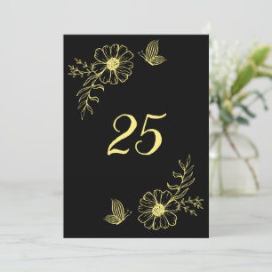 Romantische elegante goldene Blume schwarze Tischn Einladung