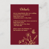 Romantische elegante Goldschmetterlinge bordeauxro Begleitkarte (Vorderseite)