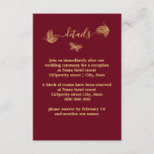 Romantische elegante Goldschmetterlinge bordeauxro Begleitkarte (Vorderseite)