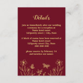 Romantische elegante Goldschmetterlinge bordeauxro Begleitkarte (Vorderseite)