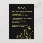 Romantische elegante Goldschmetterlinge schwarze H Begleitkarte (Vorderseite)