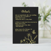 Romantische elegante Goldschmetterlinge schwarze H Begleitkarte (Stehend Vorderseite)