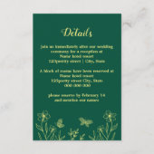 Romantische elegante Goldschmetterlinge smaragdgrü Begleitkarte (Vorderseite)