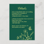 Romantische elegante Goldschmetterlinge smaragdgrü Begleitkarte (Vorderseite)