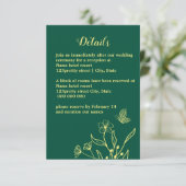 Romantische elegante Goldschmetterlinge smaragdgrü Begleitkarte (Stehend Vorderseite)