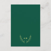 Romantische elegante Goldschmetterlinge smaragdgrü Begleitkarte (Rückseite)