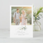 Romantische Elegante Grüne Hochzeit Danke Foto (Stehend Vorderseite)