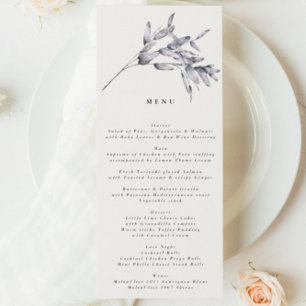 Romantische Elegante Hochzeit der Wasserfarben Menükarte
