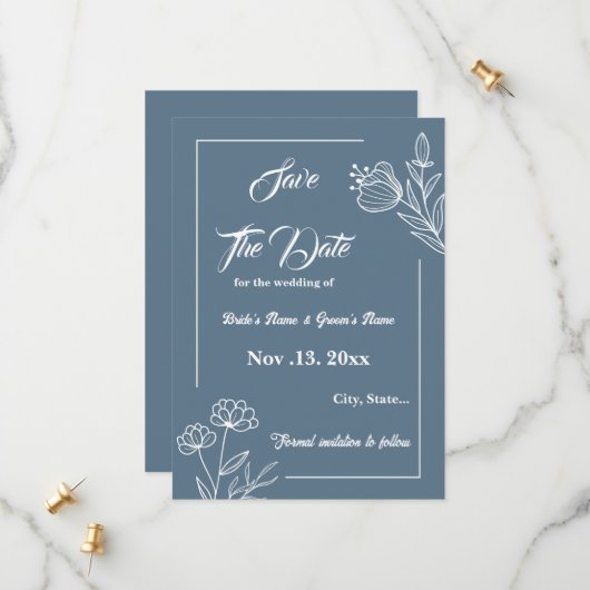 Romantische, elegante Hochzeit mit blühenden Blume Save The Date (Vorderseite/Rückseite Beispiel)