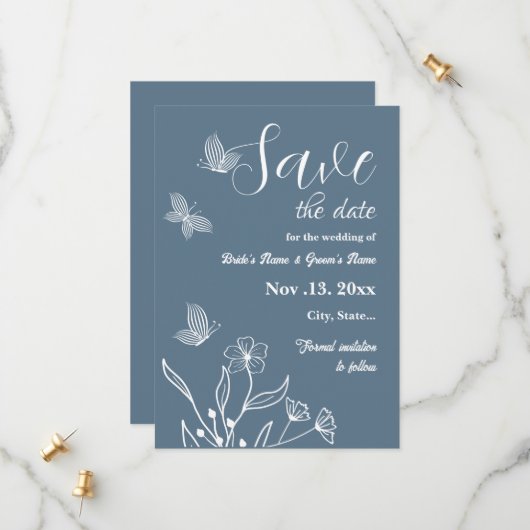 Romantische, elegante Hochzeit mit blühenden Blume Save The Date (Vorderseite/Rückseite Beispiel)