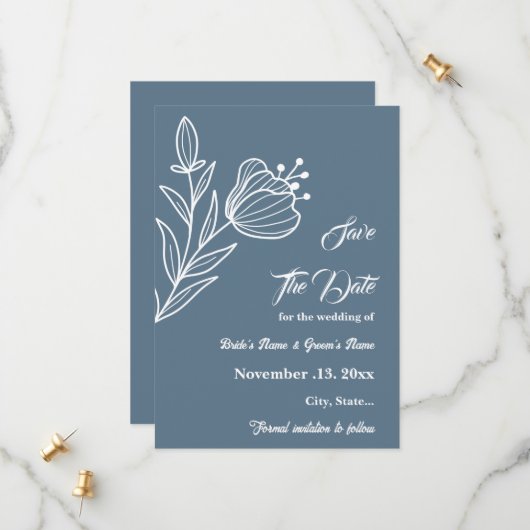 Romantische, elegante Hochzeit mit blühenden Blume Save The Date (Vorderseite/Rückseite Beispiel)