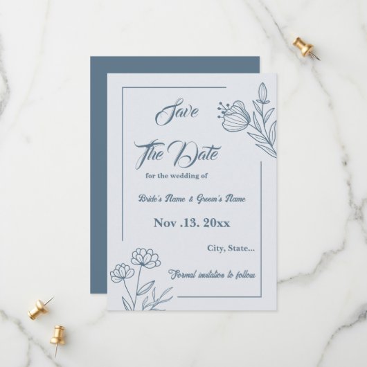 Romantische, elegante Hochzeit mit blühenden Blume Save The Date (Vorderseite/Rückseite Beispiel)