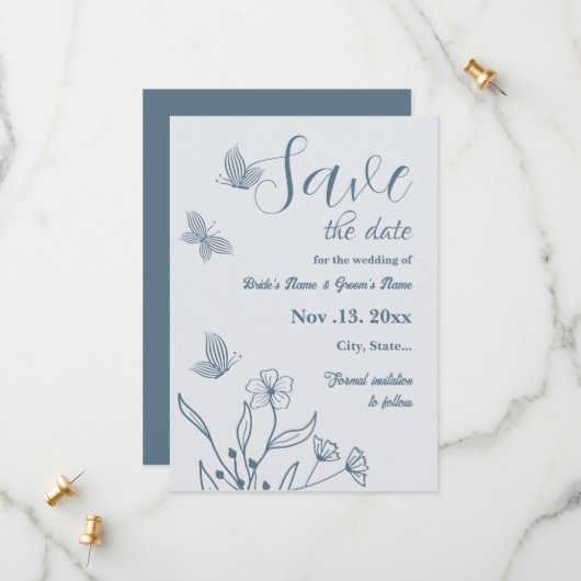 Romantische, elegante Hochzeit mit blühenden Blume Save The Date (Vorderseite/Rückseite Beispiel)