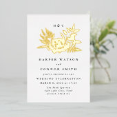 Romantische elegante Hochzeit mit floralen Farben Folieneinladung (Stehend vorne)