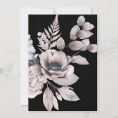 Romantische elegante Hochzeit mit schwarzer Flora Einladung (Rückseite)