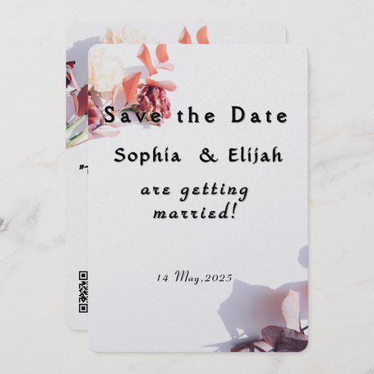 Romantische Elegante Hochzeitskarte Save the Date  (Vorne/Hinten)