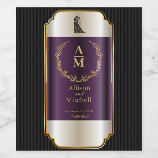 Romantische Elegante Hochzeitsreise Empfang Wein Weinetikett (Einzelnes Label)