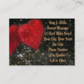 Romantische Elegante Klasse Zwei rote Herzen Busin Visitenkarte (Rückseite)