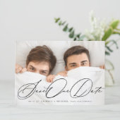 Romantische Elegante klassische Foto Hochzeit Save The Date (Stehend Vorderseite)