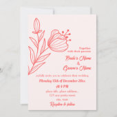 Romantische elegante Korallenhochzeit, rosa Blumen Einladung (Vorderseite)