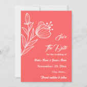 Romantische elegante Korallenhochzeit, rosa Blumen Save The Date (Vorderseite)