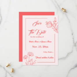 Romantische elegante Korallenhochzeit, rosa Blumen Save The Date