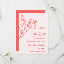 Romantische elegante Korallenhochzeit, rosa Blumen Save The Date