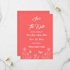 Romantische elegante Korallenhochzeit, rosa Blumen Save The Date