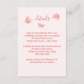 Romantische elegante Korallenschmetterlinge Hochze Begleitkarte (Vorderseite)