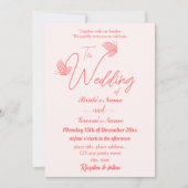 Romantische elegante Korallenschmetterlinge Hochze Einladung (Vorderseite)