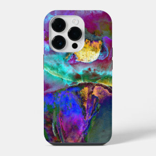 Romantische elegante lila türkisfarbene Blumenmale iPhone 14 Pro Hülle