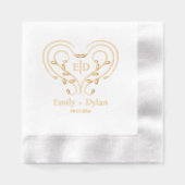 Romantische Elegante Monogram Servietten Mit Folie (Vorderseite)