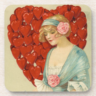 Romantische elegante Retro-Valentinstagskarte, Joh Getränkeuntersetzer