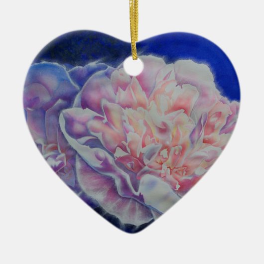 Romantische elegante rosa blaue Pastellfarben Keramik Ornament (Vorne)