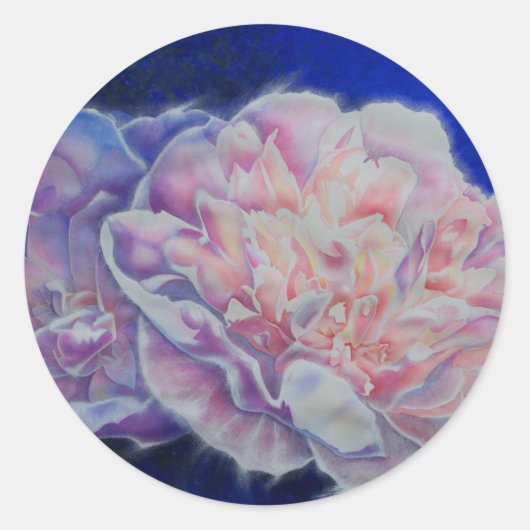 Romantische elegante rosa blaue Pastellfarben Runder Aufkleber (Vorderseite)