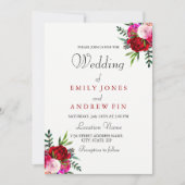 Romantische elegante Rosa Rosa Hochzeit Einladung (Vorderseite)