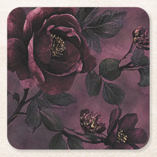 Romantische Elegante Rosen & Dunkle Vintage-Blumen Rechteckiger Pappuntersetzer