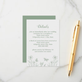 Romantische elegante Salbei Blütenhochzeit Begleitkarte